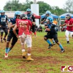 Angels Sage Castro utilizes his blocks and attacks the hole for a gain on the play. (Photo by Michael Blas)