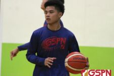Bulldog Kobe Santos sports the warmup from the GSPN Preseason Basketball Tournament. (photo by Robert Balajadia)