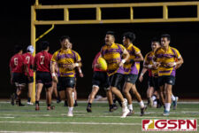 GW Gecko Mykai Blas scores the first try of the game early into the first half. (Photo by Michael Blas)
