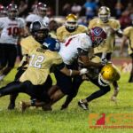 The Okkodo Bulldogs faced the Tiyan Titans in the 2018 IIAAG HS Football game. (Photo by Michael Blas)
