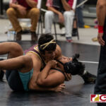 FD Friars Matias Calvo defeated Southern High Dolphins Gavin Terlaje Academy Cougars Andrea Salas defeated GW Geckos Kitana Neal to get gold in the 195 pound division. (Photo by Michael Blas)