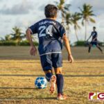 The Harvest Christian Academy Eagles defeated the Father Duenas Friars in the 2018 IIAAG high school boys soccer game Monday afternoon at Leo Palace. (Photo by Michael Blas)