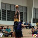 Elite Friars Will Stinnett sinks in a three pointer to start the Coors Light All-Island Alumni Basketball League Finals. (Photo by Michael Blas)