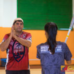 Bubba Nickles hosted her first ever clinic on Guam at the Agana Heights gym after rainy weather forced the clinic to be moved indoors. (photo by Michael Blas)