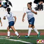 Guam High Panthers Alexandra Shimasaki celebrates after scoring the first goal of the game in the third minute. (Photo by Michael Blas