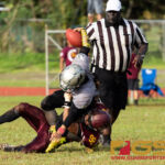 Father Duenas Friar's Kobe Onedera adds another sack to his seasonal record. (Photo by Michael Blas)