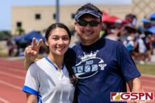 ND Royal Gia Camacho and father pose after winning the championship in double overtime. (Photo by Michael Blas)