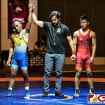 Lowe Bingham defeats Lynch Santos via major decision in the 2019 United Word Wrestling Oceania Championship help at Leo Palace on Sunday April 21, 2019. (Photo by Michael Blas)