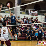 Okkodo Bulldogs James Quenga gets up for a tip against Friars Brian Anderson. (Photo by Michael Blas)