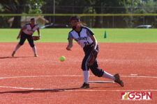 Cougars starting pitcher Ashley Topasna fires off a pitch in the 1st inning. (photo by Robert Balajadia)