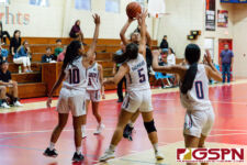 Sanchez Shark Journey Taianao takes a short range jumper in the second quarter. (Photo by Michael Blas)