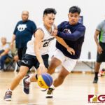 Audrey Dela Cruz drives towards the basket as Dale Bautista contests. in the Guam Youth Leadership Cup 3x3 Basketball Tournament. (Photo by Michael Blas)