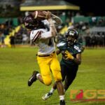 FD Friar's WR Brian Anderson makes an incredible catch late in the second half of the game. (Photo By Michael Blas)