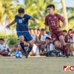 The Harvest Christian Academy Eagles defeated the Father Duenas Friars in the 2018 IIAAG high school boys soccer game Monday afternoon at Leo Palace. (Photo by Michael Blas)