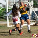 The Guam High Panthers and the St. John's Knights displayed high level defense in their 0-0 IIAAG Girls High School Soccer matchup late Tuesday afternoon on April 16, 2019. (Photo by Michael Blas)