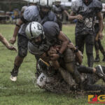 Guam Raiders Kin John San Nicolas finds the end zone for six in the first half of the game. (photo by Bout It Productions)