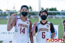 FD Friars Joseph Mafnas and Deavan Hudtohan finish second in the IIAAG Boys Beach Volleyball finals. (Photo by Michael Blas)