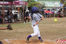 Gecko Sophia Cruz gets a clean hit on a ball in the 2nd inning to spark a run for her team. (photo by Robert Balajadia)
