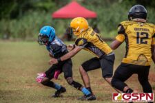 The Guam Eagles and The Hals Angels Matuas hit the gridiron on Oct. 27, 2019 for a chance to get to the championship game. (photo by Bout It Productions.)