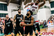 Guam's Earnest Ross gets up to defend against New Zealand's Dion Prewster. New Zealand defeated Guam 113-94 in the FIBA Asia Cup 2021 Qualifiers match. (Photo by Michael Blas)