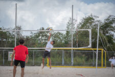 The St. John's Knights took on FD's Gold Team Saturday in a busy day of action at the GFA Sand Courts in Harmon. (photo by Raine Delos Reyes)