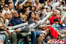 Governor Lou Leon Guerrero and Lieutenant Governor Josh Tenorio watches as Guam battles against New Zealand in the FIBA Asia Cup 2021 Qualifiers. (Photo by Michael Blas)
