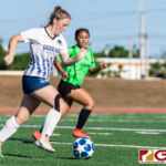 Guam High Panthers Brennan King keeps the pressure on the Islanders defense as she gets in shooting range. (Photo by Michael Blas)
