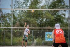 The St. John's Knights took on FD's Gold Team Saturday in a busy day of action at the GFA Sand Courts in Harmon. (photo by Raine Delos Reyes)