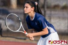 The High School Girls Tennis Doubles finished quarterfinals play late Tuesday afternoon, March 3, 2020, at Tamuning courts. (Photo by Michael Blas)