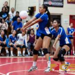Player of the Game Brianne Leon Guerrero connects with a bump after a return from the St. John's Knights. (Photo by Michael Blas)