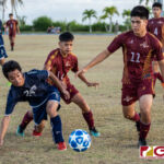 The Harvest Christian Academy Eagles defeated the Father Duenas Friars in the 2018 IIAAG high school boys soccer game Monday afternoon at Leo Palace. (Photo by Michael Blas)