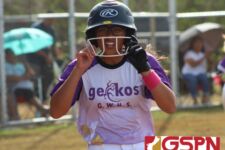 Gecko Savannah Grant is all smiles as she completes an in the park home run. (photo by Robert Balajadia)