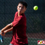 Mason Caldwell and Jack Son faced off against Camden Camacho and Jake Delaney in a 2019 ITF World Tennis Tour Doubles match held at Hilton Guam Resort and Spa Tennis Courts. (Photo by Michael Blas)