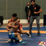 Lynch Santos from Guam in Red continues to work against Nauru's Lowe Bingham in the 2019 United Word Wrestling Oceania Championship help at Leo Palace on Sunday April 21, 2019. (Photo by Michael Blas)