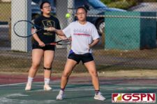 The High School Girls Tennis Doubles finished quarterfinals play late Tuesday afternoon, March 3, 2020, at Tamuning courts. (Photo by Michael Blas)