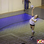 Notre Dame Royals Heaven Reyes serves up a spike to the Guam High Panthers. (photo by Bout It Productions)