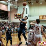 St. Paul Warriors Audrey Dela Cruz knocks in a floater to put his team on the board. (Photo by Michael Blas)