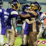 George Washington Geckos celebrate Dominador Jamanila III touchdown in the 4th quarter. (Photo by Michael Blas)