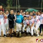 APL Women's Fast Pitch League Owner Charlie Hermosa presents the second place trophy to Team Juice. (Photo by Michael Blas)