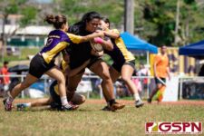 The GW Geckos faced off against the Sanchez Sharks Saturday afternoon at GW Field in the 2020 ISA Girls Rugby League. (Photo by Michael Blas)