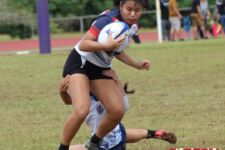 The Okkodo Bulldogs and Academy Cougars started the day of games for the girls varsity division. (photo by Robert Balajadia)