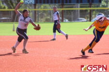 Cougar Kaeliah Guerrero chases down a Panther stuck in a dead zone for an out. (photo by Robert Balajadia)
