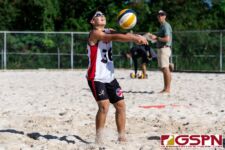 FD Friar Thomas Moylan passes the ball midway into the first set of the match. (Photo by Michael Blas)