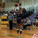 Okkodo Bulldogs Kevin Cabral knocks in a three pointer early in the second half. (Photo by Michael Blas)