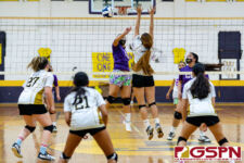 GW Gecko Bonita Castro finds an angle through the Titans defense for a kill. (Photo by Michael Blas)