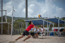 The St. John's Knights took on FD's Gold Team Saturday in a busy day of action at the GFA Sand Courts in Harmon. (photo by Raine Delos Reyes)