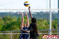 The IIAAG Girls Beach Volleyball Tournament is underway at GFA as the Guam High Panthers faced off against the Harvest Eagles. (Photo by Michael Blas)