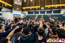 The FD Friars Team and supporters celebrate after defeating the St. Paul Warriors -36 to claim the 2020 IIAAG Boys Basketball Championship. (Photo by Michael Blas)
