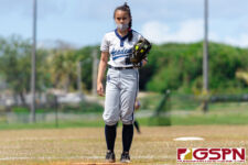 Academy Cougar Isabella Dangan gets her game face on at the start of the championship match against the GW Geckos. (Photo by Michael Blas)