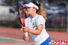 The High School Girls Tennis Doubles finished quarterfinals play late Tuesday afternoon, March 3, 2020, at Tamuning courts. (Photo by Michael Blas)